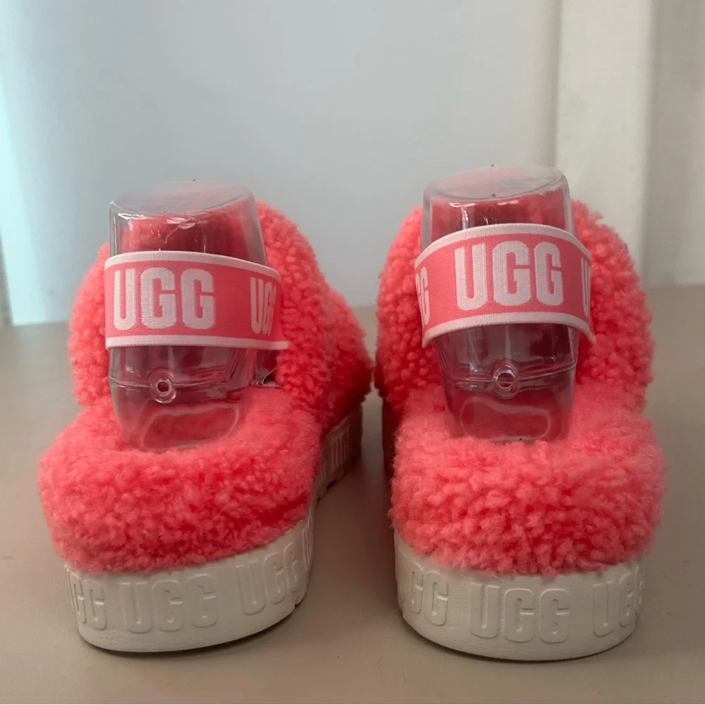 UGG Oh Fluffita Women's Shearling Slingback Platform Sandals Slipper Pink Size 8